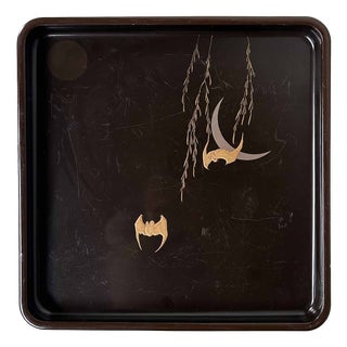 Urushi Lacquerware Bat and Moon Tray, 1890s For Sale