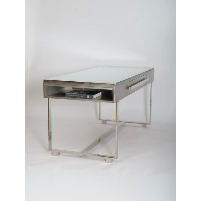 1970s Brushed Steel Desk attributed to Raymond Cohen for Cohray, France, 1970s For Sale - Image 5 of 17