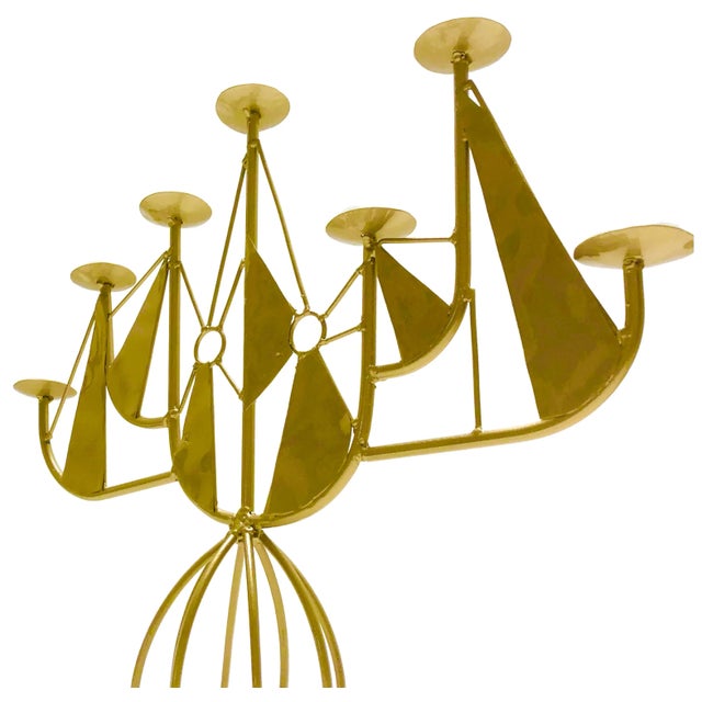 Mid-Century Modern 1960s Mid-Century Modern Paul Evans Abstract Cubist Sailboat Candelabra For Sale - Image 3 of 11