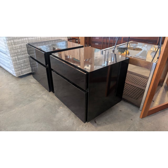 1960s Black Mid Century Nightstands For Sale - Image 10 of 11