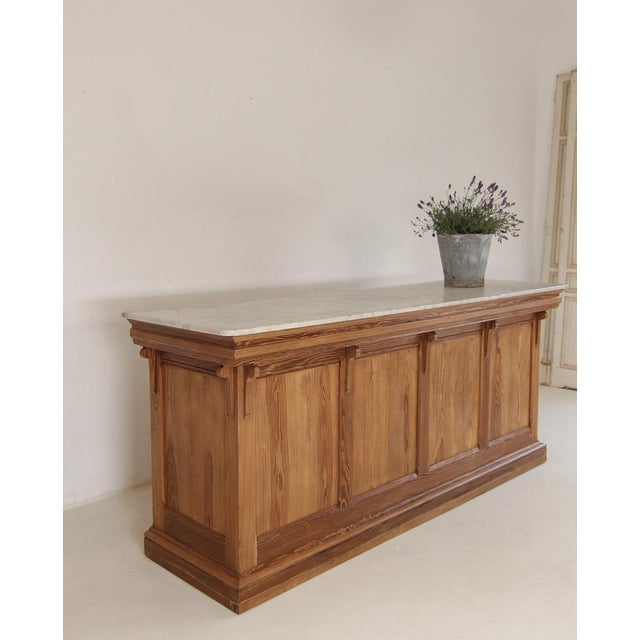 French Pine and Marble Top Counter, Early 20th Century For Sale - Image 6 of 18