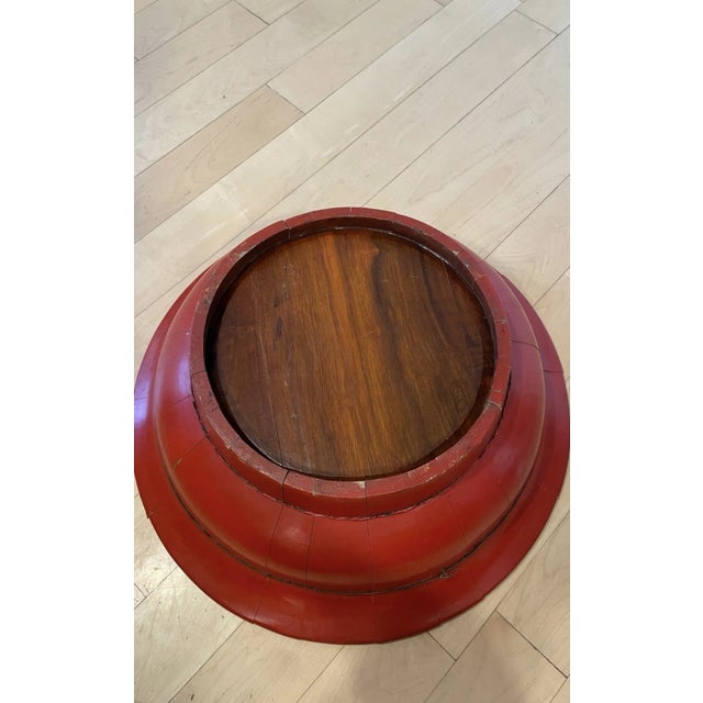 Gold Vintage Large Maitland-Smith Style Republic of China Asian Motif Wooden Bowl For Sale - Image 8 of 9