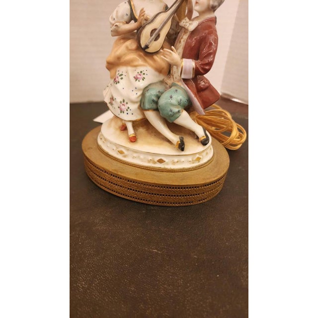 Antique White Pair of Mid 20th Century Porcelain Lamp For Sale - Image 8 of 10