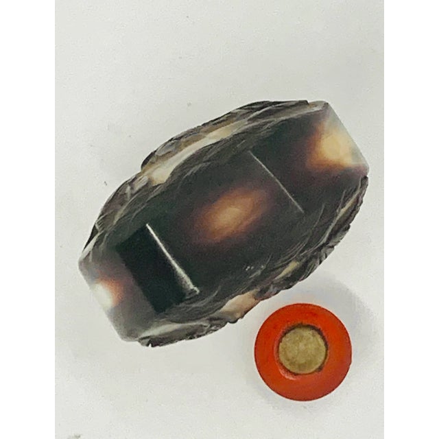 Brown Early 20th Century Antique Chinese Carved Overlay Peking Glass Snuff Bottle For Sale - Image 8 of 11