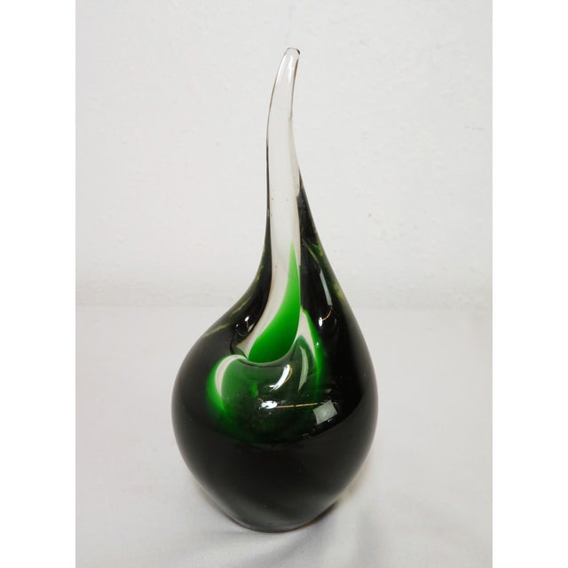 Gorgeous Holmegaard 1958 Art Glass Orchid Vase. Vibrant light and deep greens. Overall nice cosmetic condition with maybe...