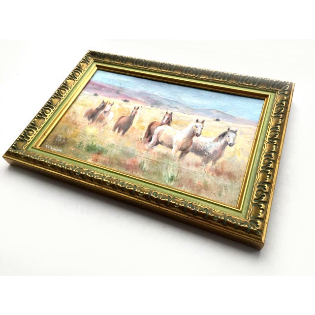 Brown Framed Original Painting Landscape Iceland Horses by Valeriya Serova For Sale - Image 8 of 10