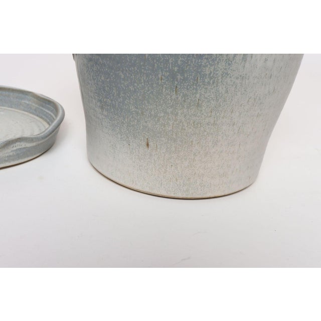 Vintage Green Matte Glaze Botanical Ceramic Planter With Plate by Deanna Nichols For Sale - Image 13 of 18