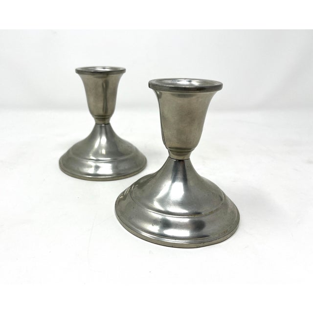 American Newburyport Pewter Candlesticks by Towle Silversmiths, a Pair For Sale - Image 3 of 8