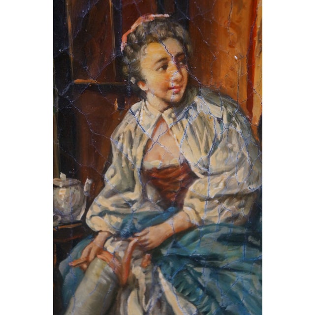 20th Century 'La Toilette' Rococo Oil Painting After Francois Boucher Framed For Sale - Image 9 of 11