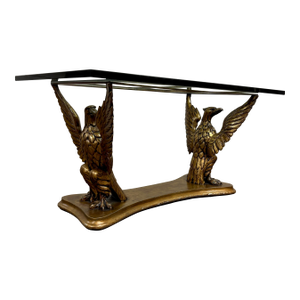 Vintage Italian Made Regency Neoclassical Style Glass Top Coffee Cocktail Table