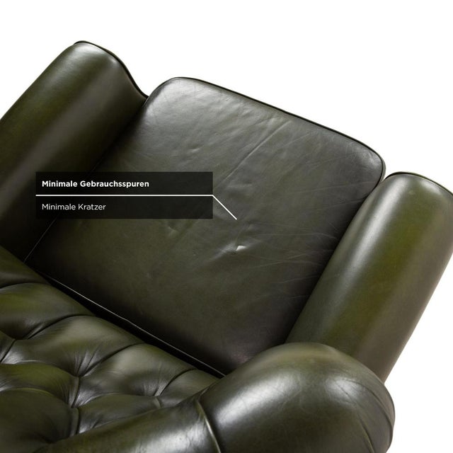 Green Vintage Chesterfield Green Leather Wade Armchair with Manual Function For Sale - Image 8 of 15