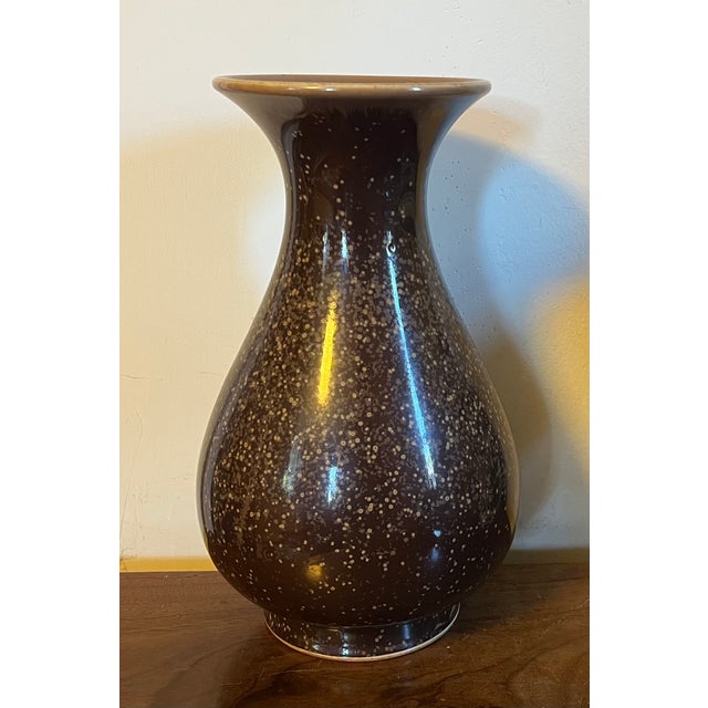 Antique Early 20th Century Japanese Brown Speckled Glaze Baluster Shape Porcelain Vase For Sale - Image 17 of 17