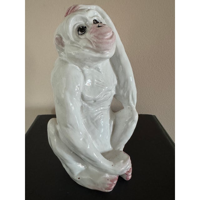 1980s Vintage Ceramic Monkey Statue For Sale - Image 5 of 5