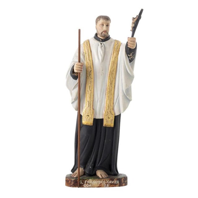 Religious Artist, Saint Francis Xavier, 19th Century, Wood Sculpture For Sale - Image 6 of 6