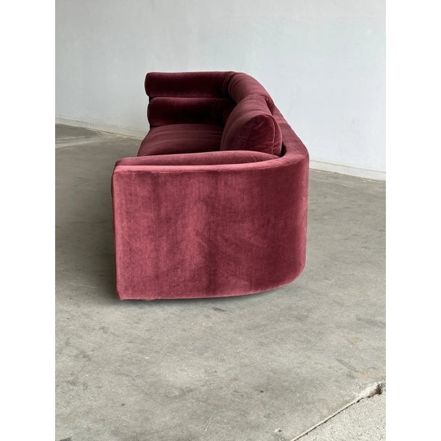 1990s Post Modern Sofa in Burgundy Velvet For Sale - Image 10 of 14