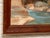 A charming vintage landscape painting depicting a rushing mountain river surrounded by large rocky banks, evergreen trees,...