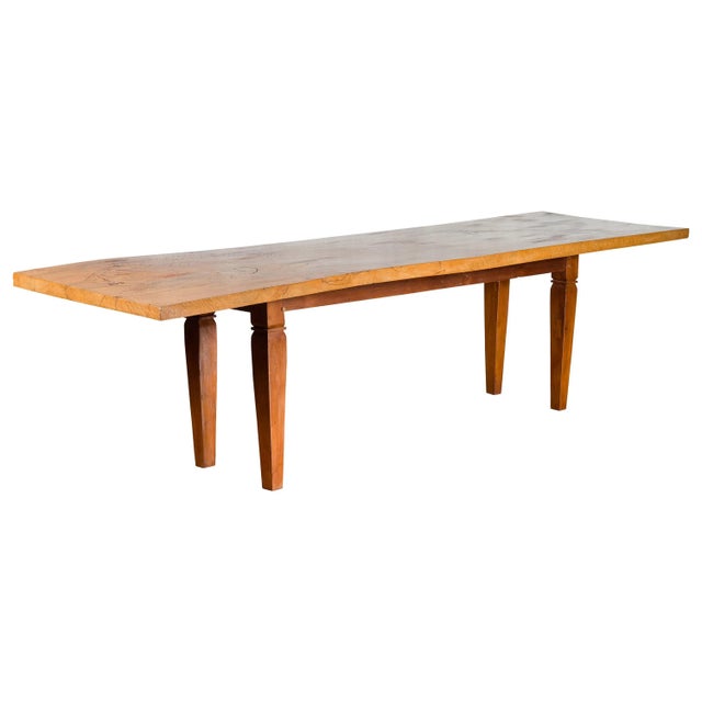 Large Vintage Indonesian Dining Table with Mango Wood Top and Tapered Legs For Sale - Image 13 of 13