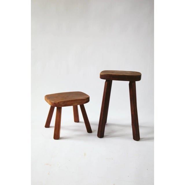 Set of two artisan tabourets, marked "Atelier André Smalle", Belgium, 20th century. Two different sizes, sold together as...