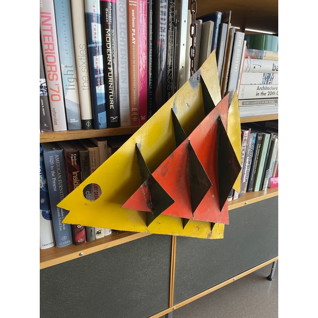 Mid-Century Modern 1970s Vintage Monumental Fish Metal Mobile Sculpture Calder Style Geometric Steel Brutalist For Sale - Image 3 of 12
