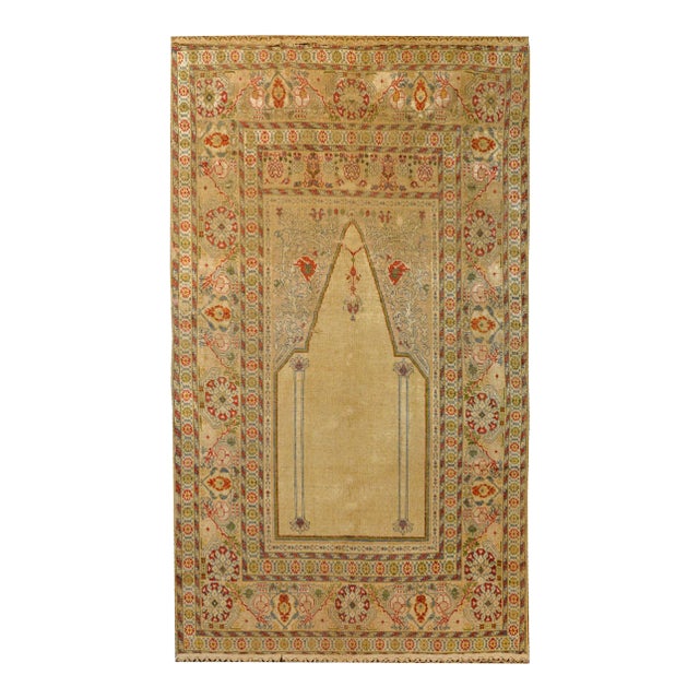 Early 20th Century Turkish Silk Prayer Rug For Sale