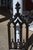 Vintage Pair Gothic Revival Carved Cathedral Arches Dark Wood Hall / Side Chairs W/ Cushions For Sale - Image 11 of 18