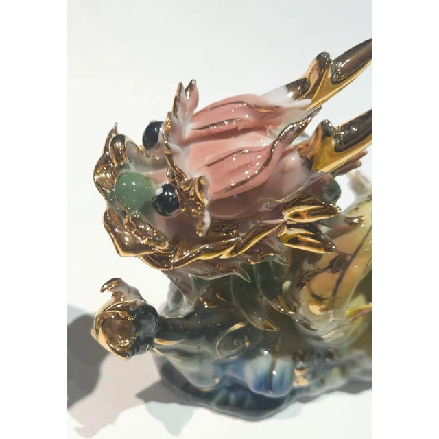 White Vintage Procain Dragon 24k Gold For Sale - Image 8 of 11