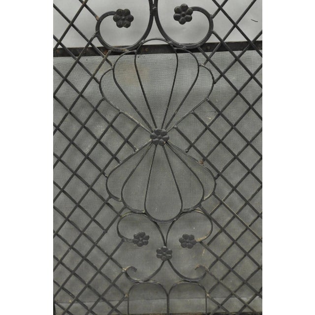 Antique Gothic Arts & Crafts Wrought Iron Scrolling Folding Fireplace Screen For Sale - Image 11 of 18