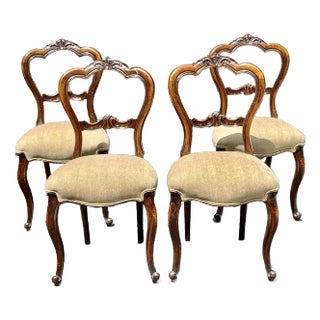 Early 20th Century Victorian Balloon Back Side Chairs - Set of 4 For Sale