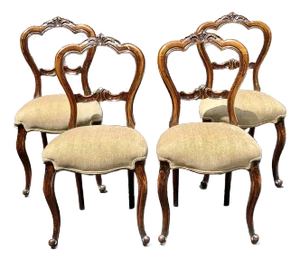 Early 20th Century Victorian Balloon Back Side Chairs - Set of 4