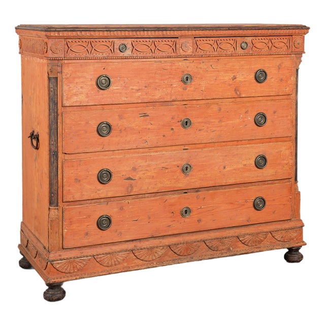 Early 19th Century Danish Pine Tall Chest of Six Drawers For Sale