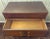 Vintage Mid-Century Modern Walnut 3-Drawer Lowboy Dresser With Brass-Capped Legs and Stylish Black-Gold Handles For Sale - Image 15 of 16