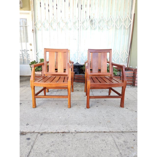 1980's Teak Patio Chairs - Set of 4 For Sale - Image 10 of 12