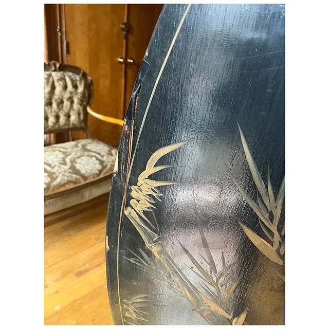 1950s Coromandel Black Laquer Chinoiserie Screen Room Divider For Sale - Image 10 of 12