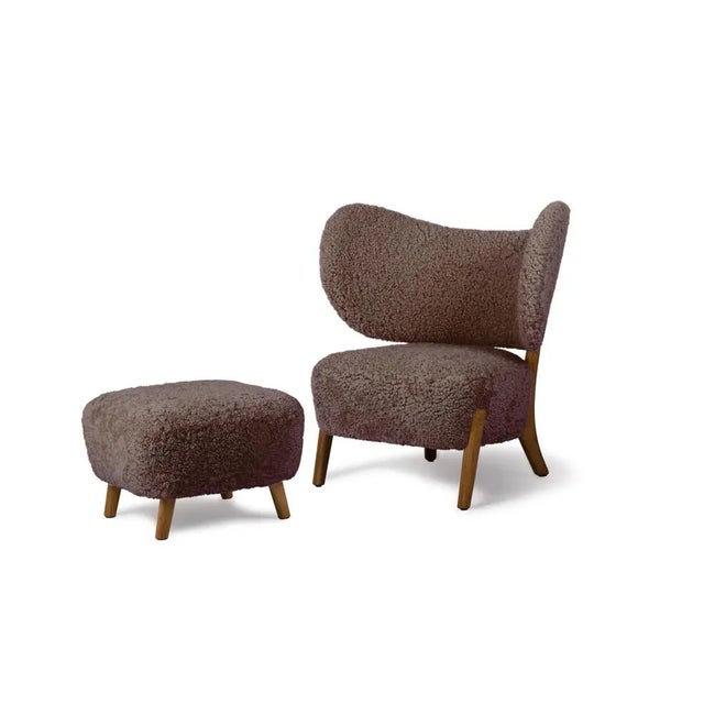 Moonlight sheepskin set of tmbo lounge chair & pouff by mazo design dimensions: w 90 x d 68.5 x h 87 cm / w 49 x d 49 x h...