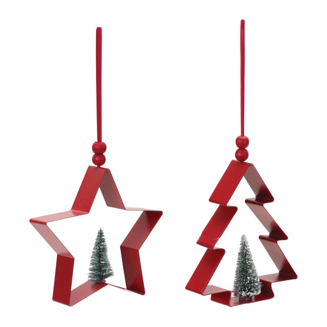 Contemporary Star and Pine Tree Cookie Cutter Ornament (Set of 6) For Sale - Image 3 of 7