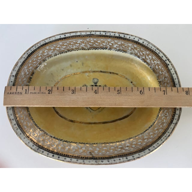 Antique Porcelain Dish With "C" Initial Gold Accents 8" For Sale - Image 9 of 10