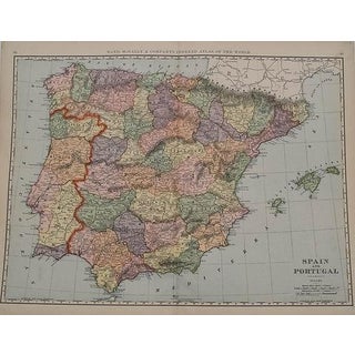 1893 Rand McNally Map of Spain & Portugal For Sale
