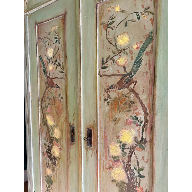 Vintage Chinoiserie Painted Wardrobe, 1930s For Sale - Image 3 of 13