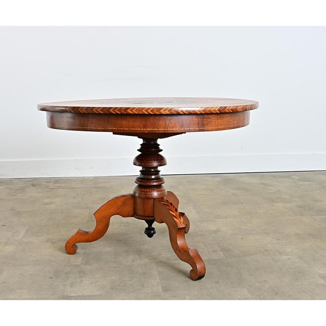 Italian 19th Century Marquetry Inlay Round Center Table For Sale - Image 14 of 14
