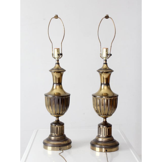 Brass Vintage Brass Urn Table Lamps Pair For Sale - Image 8 of 12