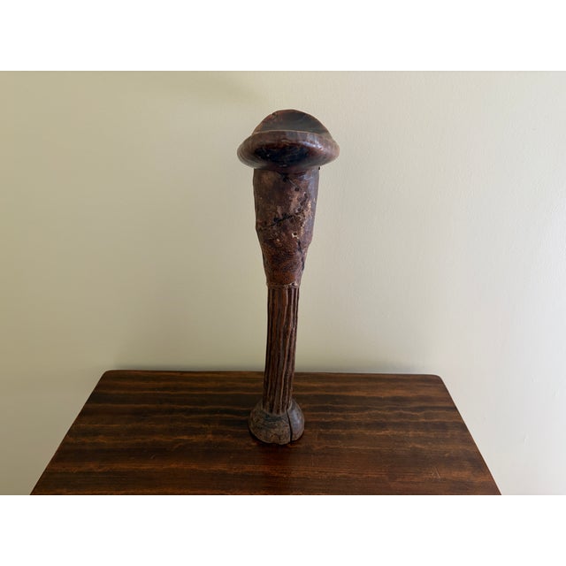 Vintage East African Carved Wood and Leather Pastoralist Headrest Stool For Sale - Image 13 of 14
