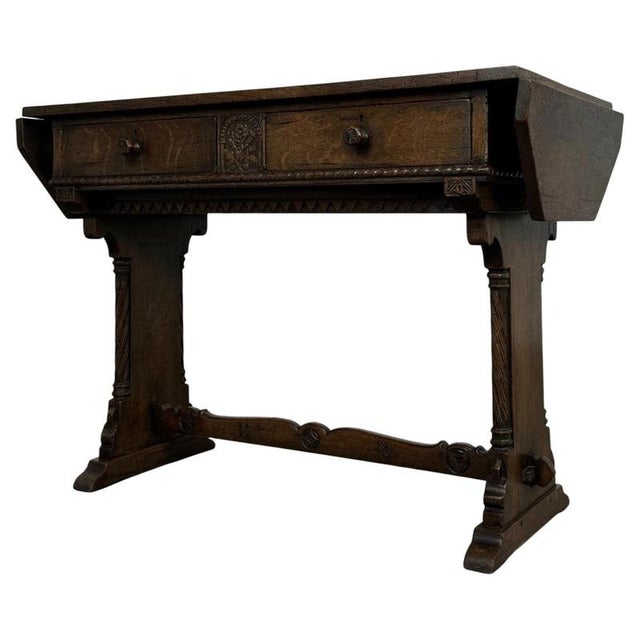 20th Century Gothic Revival English Oak Side Table For Sale - Image 4 of 17