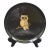 Mid-Century Couroc of Monterey California Hand-Inlaid Owl Round Black Serving Tray For Sale