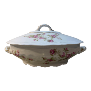 Late 19th Century O&e G Royal Austria Porcelain Serving Dish Lid With Pink Floral Decoration.