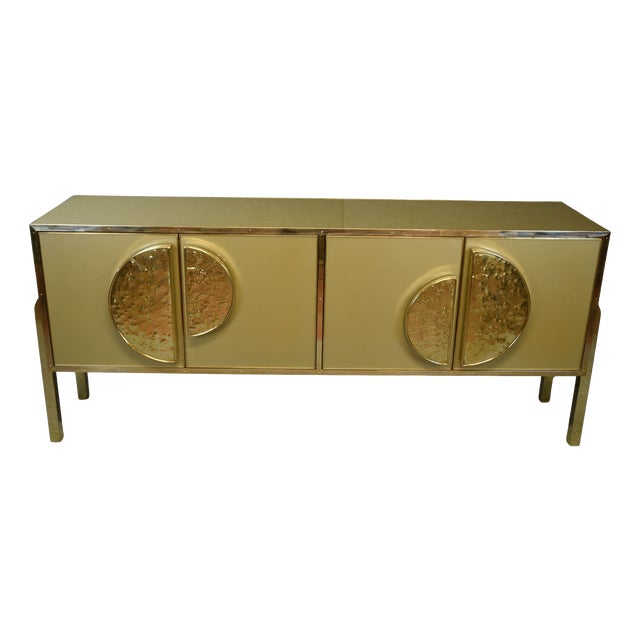 Italian Birch Sideboard with Gold Murano Glass and Brass Handles from Justfurnituress SRL For Sale