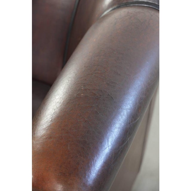 Club Chair in Dark Sheepskin Leather For Sale - Image 12 of 14