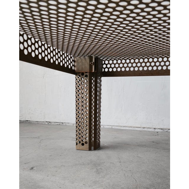 Industrial Patinated Perforated Metal Coffee Table For Sale - Image 9 of 9
