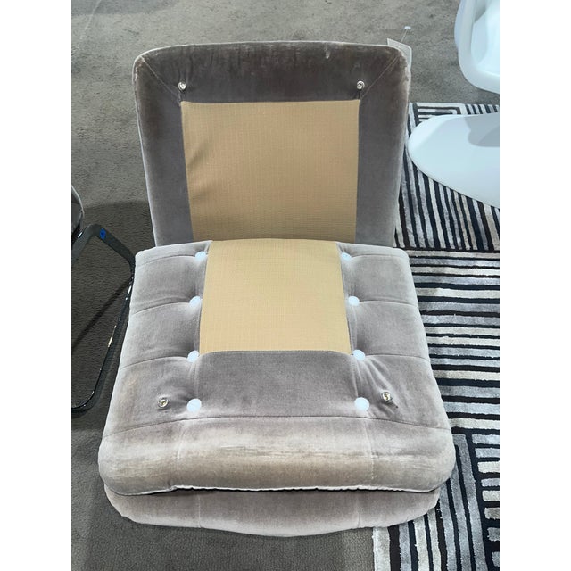 Gray 1975 Roche Bobois Gray Tufted Velvet Cantilever Chairs- Set of 2 For Sale - Image 8 of 12
