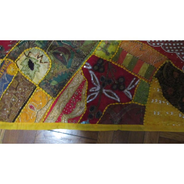 Vivid Embroidered Patchwork Quilt Handcrafted Textile Art - Jerusalem 36"x24" For Sale - Image 12 of 16