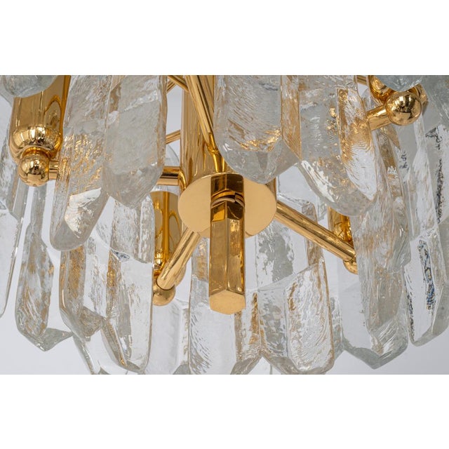 Gilt Brass and Crystal Glass Light Fixture from Kalmar, Austria, 1970s For Sale - Image 4 of 10